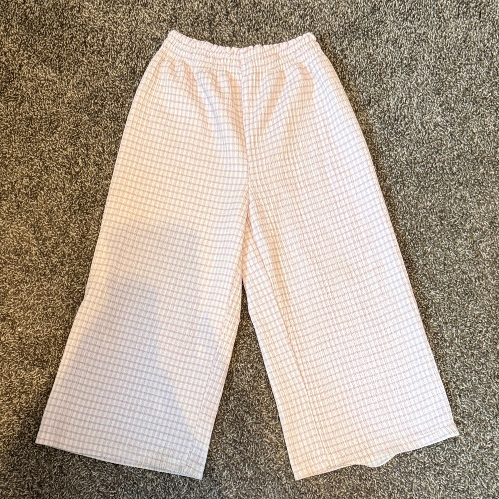 Zara Kids purple textured gingham pants